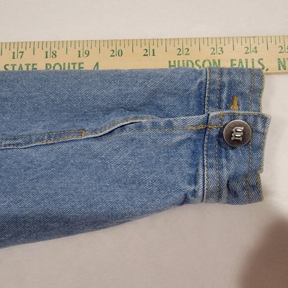 M&M Rainbow Vibes Denim Jean Jacket Large Pride Distressed - Picture 14 of 16